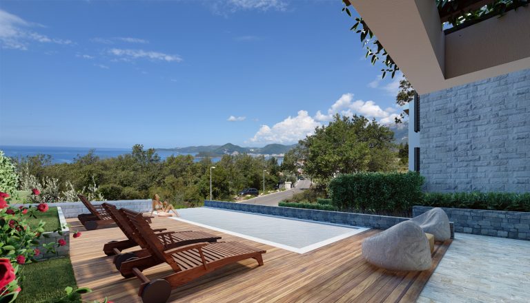 Townhouse with pool and seaview in Budva Riviera
