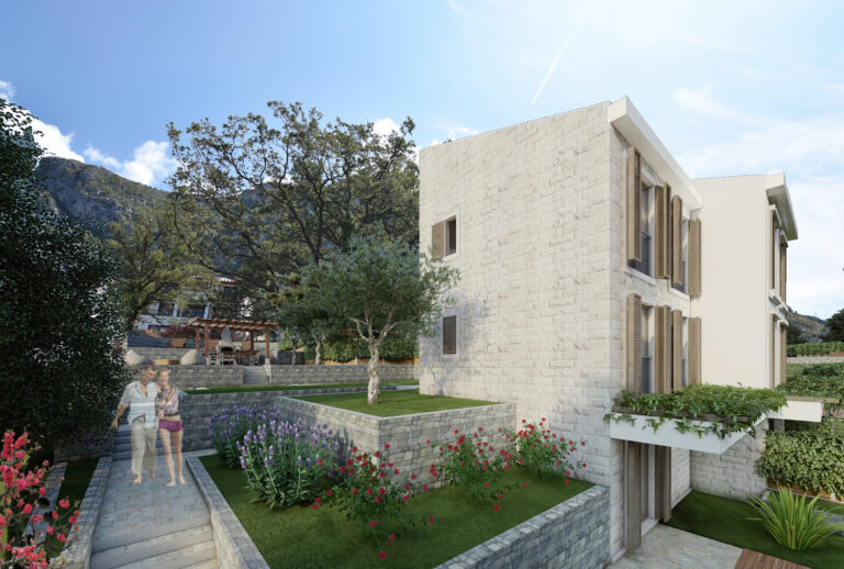 Newbuilt gated townhouse community in Budva Riviera