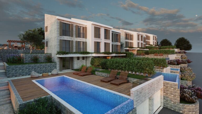 Newbuilt gated townhouse community in Budva Riviera