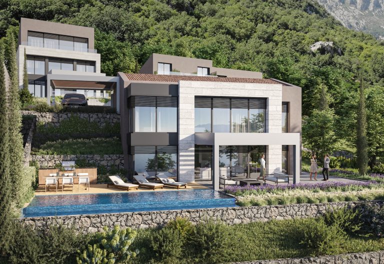 Modern high-end villa with pool and panoramic view over the Bay