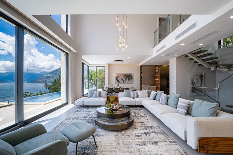 Modern villa with pool and sea view in Dobrota