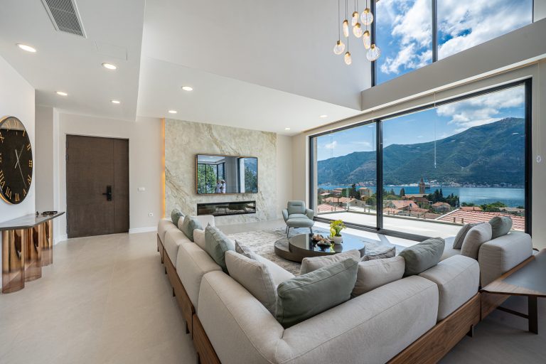 Modern villa with pool and sea view in Dobrota