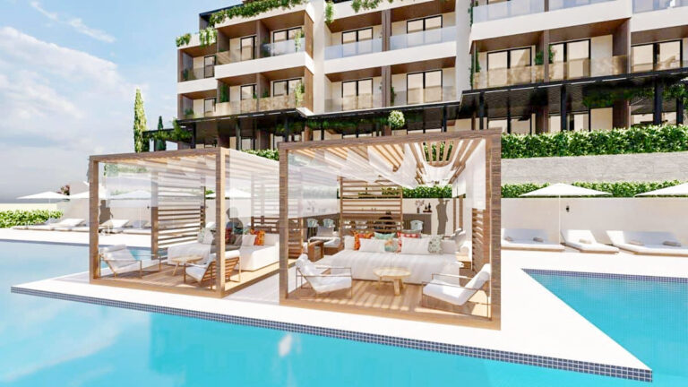 One-bedroom apartment in a new residential complex with a pool in Kumbor