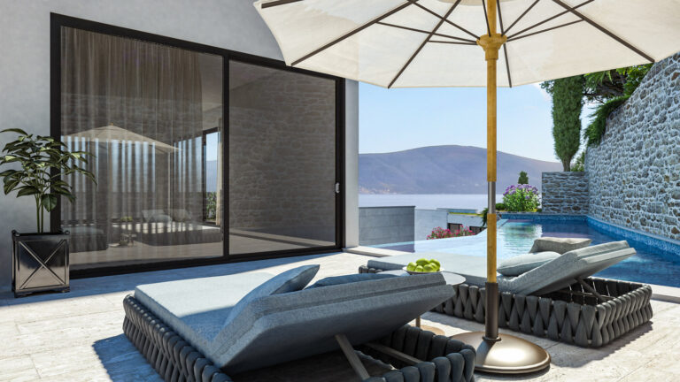 Penthouse with 2 bedrooms and a private pool in a new project in Tivat