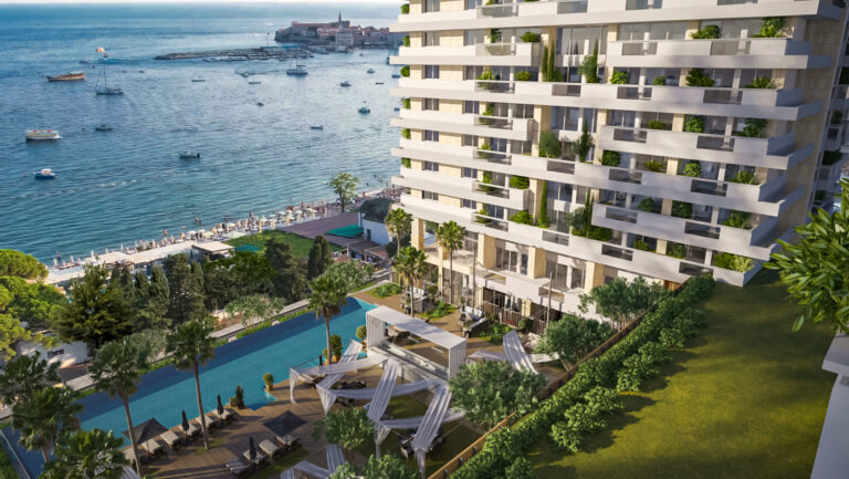 Luxury 1-bedroom apartment in the Riviera residential complex on the first coastline in Budva